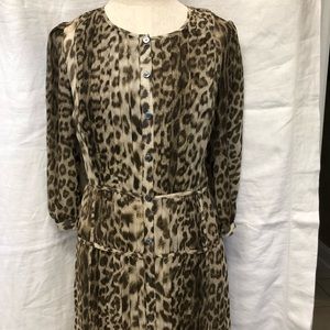 Talbots Leopard Sheer Dress with slip